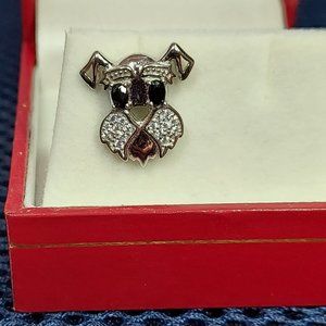 Sterling Schnauzer Dog Single earing with black eyes